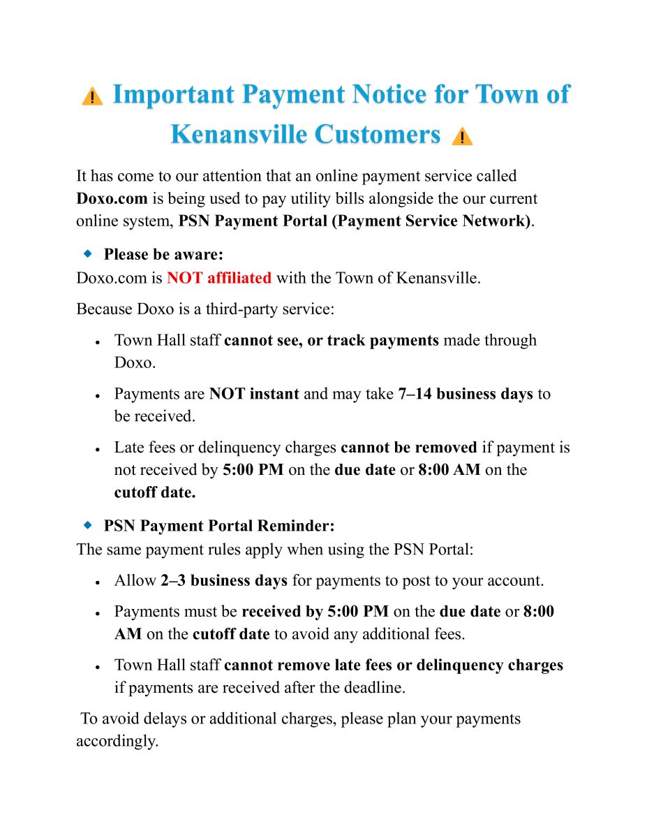 Important Information about Online Utility Bill Payments